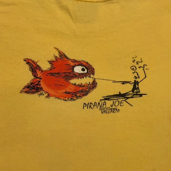 Pirana Joe | Shirts | Vintage Pirana Joe Nuevo Vallarta Mexico Yellow ...